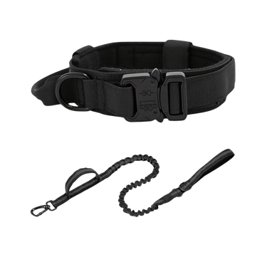 Tactical Dog Collar & Leash Combo | Collar With Handle and Bungee Leash Set